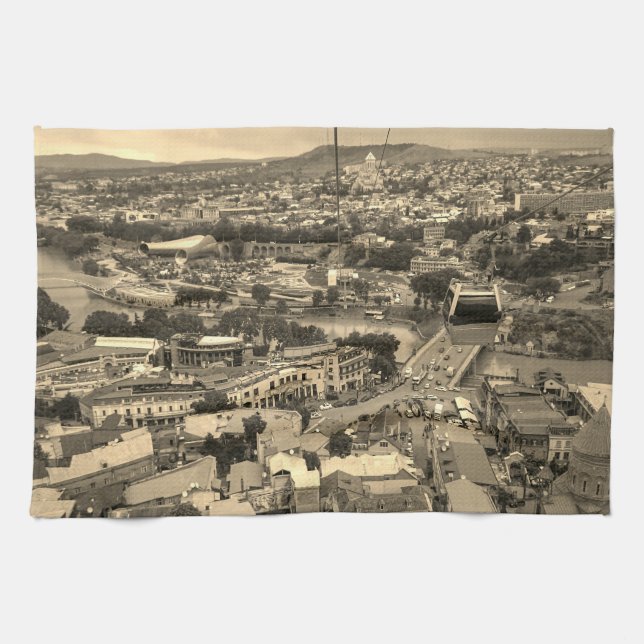 Stadtarchitektur Tiflis Georgia Geschirrtuch (Horizontal)