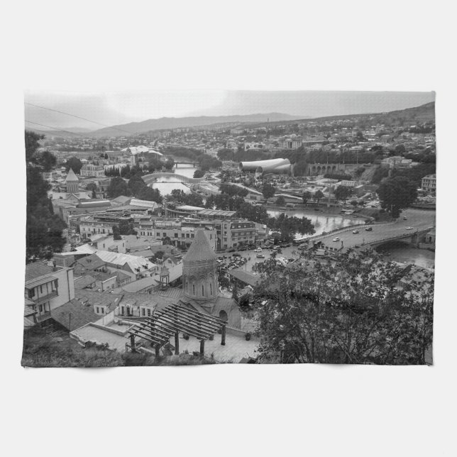 Stadtarchitektur Tiflis Georgia Geschirrtuch (Horizontal)