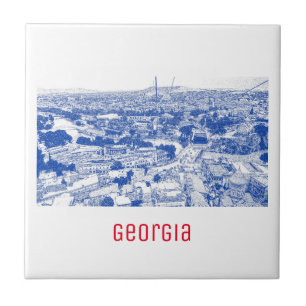 Stadtarchitektur Tiflis Georgia Sketch Fliese