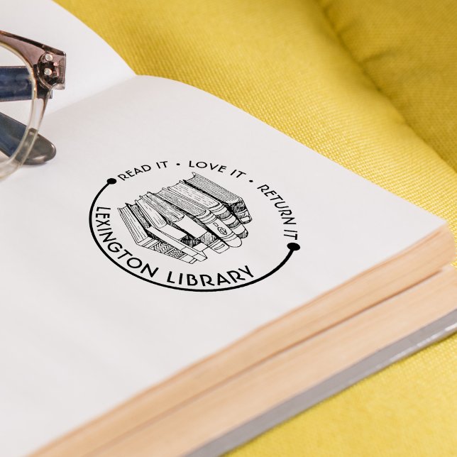Stadtbibliothek Lesen Sie die Liebe, die es zurück Permastempel (Town Library Read It Love it Return It Customize Self-inking Stamp)