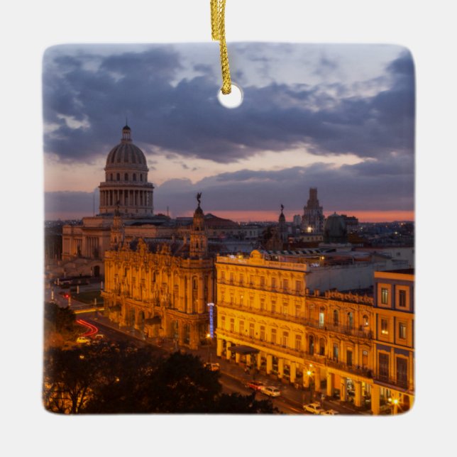 Stadtbild bei Sonnenuntergang, Havanna, Kuba Keramikornament (Vorderseite)