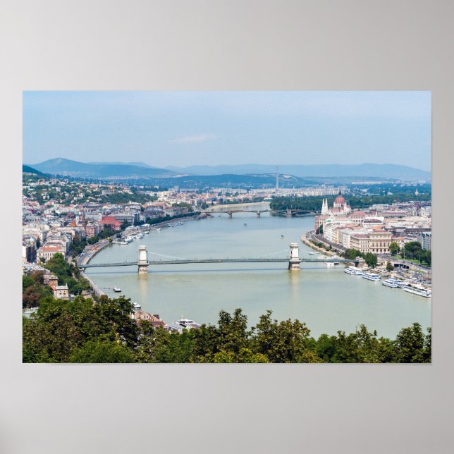 Stadtbild der Donau in Budapest - Ungarn Poster (Vorne)