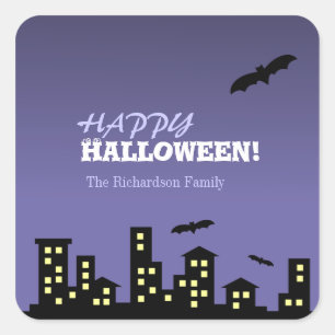 Stadtbild Halloween Quadratischer Aufkleber
