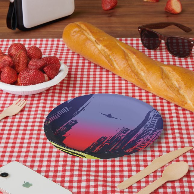 Stadtbild in der Abenddämmerung Pappteller (Von Creator hochgeladen)