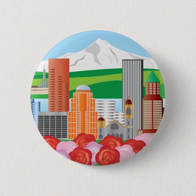 Stadtbild-Knopf Portlands Oregon Button (Vorderseite)