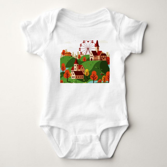Stadtbild mit Riesenrad Baby Strampler (Vorderseite)