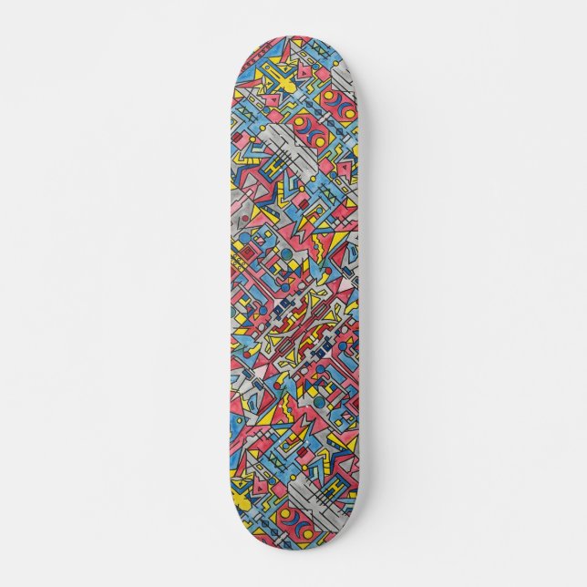 Stadtbild Modernes Bauhaus Geometrische Kunst Skateboard (Vorne)