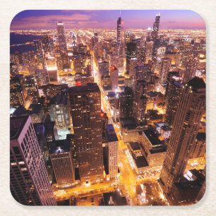Stadtbild nachts von Chicago Rechteckiger Pappuntersetzer