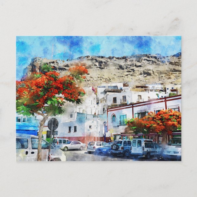 Stadtbild Puerto de Morgan auf Gran Canaria. Farbe Postkarte (Vorderseite)