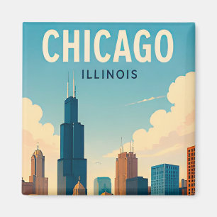 Stadtbild von Chicago Illinois am Seeufer Magnet