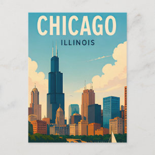 Stadtbild von Chicago Illinois am Seeufer Postkarte