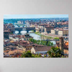 Stadtbild von Florenz - Ponte Vecchio über den Arn Poster