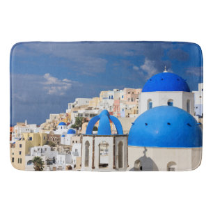 Stadtbild von Santorini, Griechenland Badematte