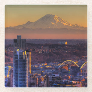 Stadtbildansicht von Seattle im Stadtzentrum Glasuntersetzer