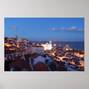 Stadtblick in Lissabon, Portugal (Sonnenuntergang) Poster