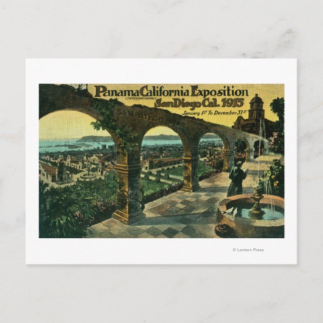 Stadtblick von einer Mission, Panama-CA Expo Postkarte (Vorderseite)