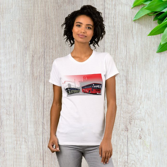 Stadtbusse Rote grüne Busse in der Stadtstraße T-Shirt (Von Creator hochgeladen)