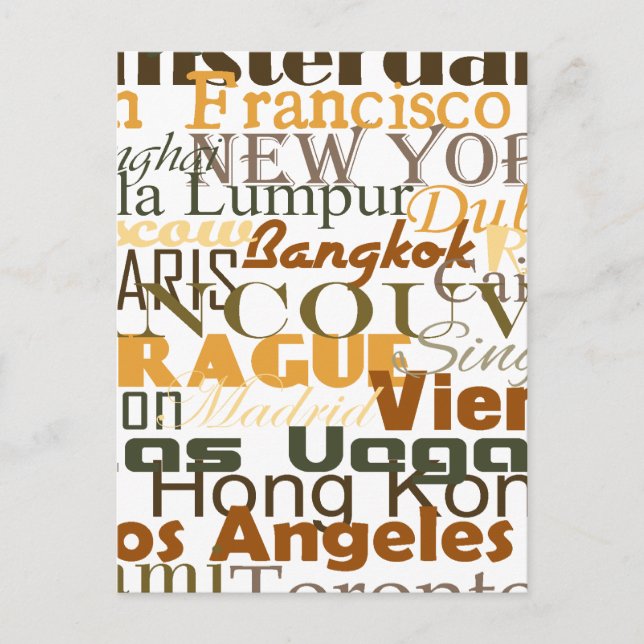 Städte auf der ganzen Welt Postkarte (Vorderseite)