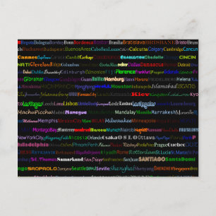 Städte des World Text Design I Postcard Postkarte