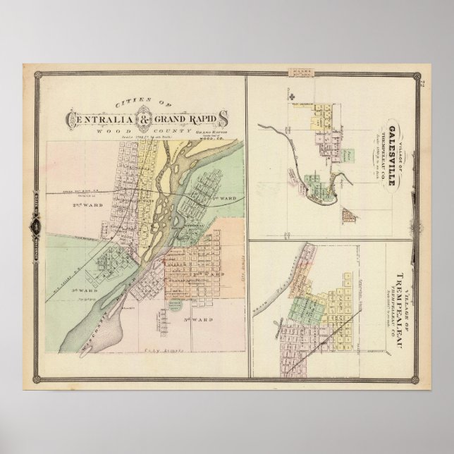 Städte in Centralia & Grand Rapids Poster (Vorne)
