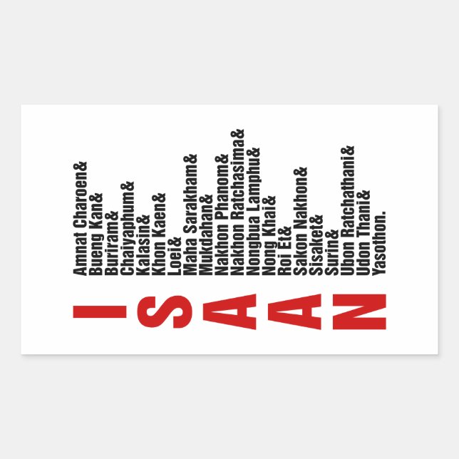 Städte in Isaan, Thailand Rechteckiger Aufkleber (Vorderseite)