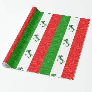 Städte, Karte und Flagge von Italien Geschenkpapier