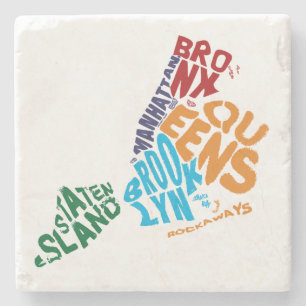 Städte New York City 5 Calligram Karte Steinuntersetzer