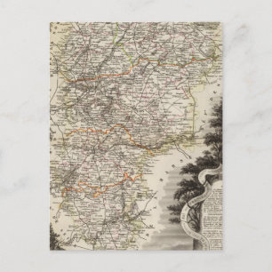 Städte und Gemeinden - Farbe entlang der Grenzen Postkarte