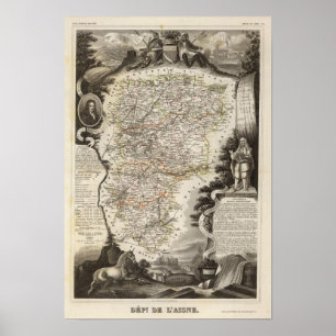 Städte und Großstädte Farbe entlang Grenzen Poster