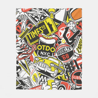 Städteaufkleber-Flickwerk in New York abstrakt Vin Fleecedecke