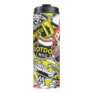 Städteaufkleber-Flickwerk in New York abstrakt Vin Thermosbecher