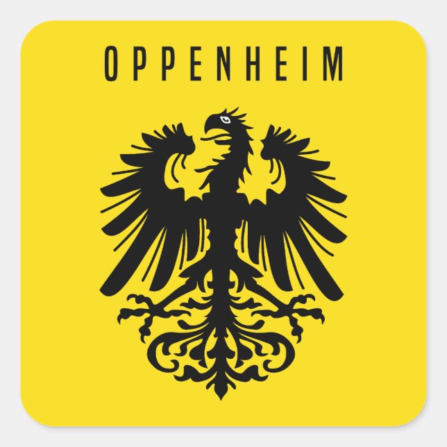 Städteemblem Oppenheim Deutschland Symbol Wappen f Quadratischer Aufkleber (Vorderseite)