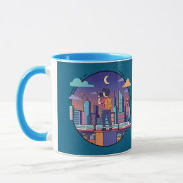 Städtereisender bei Nacht Tasse