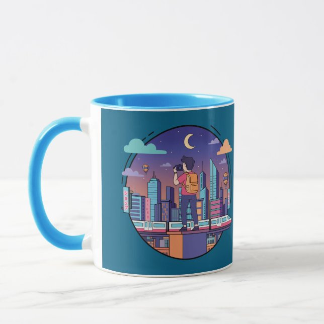 Städtereisender bei Nacht Tasse (Links)
