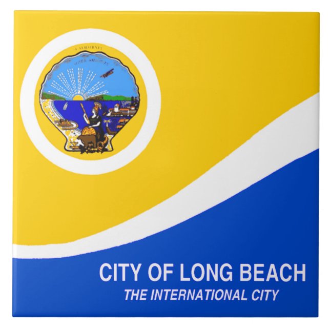 Stadtflagge Long Beach Fliese (Vorderseite)