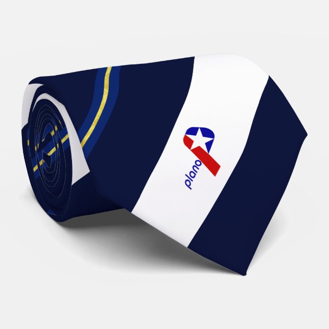 Stadtflagge Plano (Texas) Neck Tie Krawatte (Gerollt)