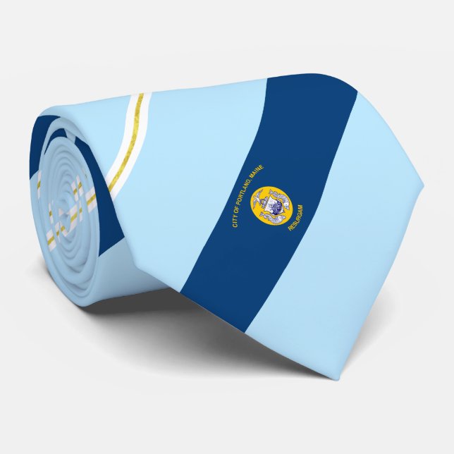 Stadtflagge Portland (Maine) Neck Tie Krawatte (Gerollt)