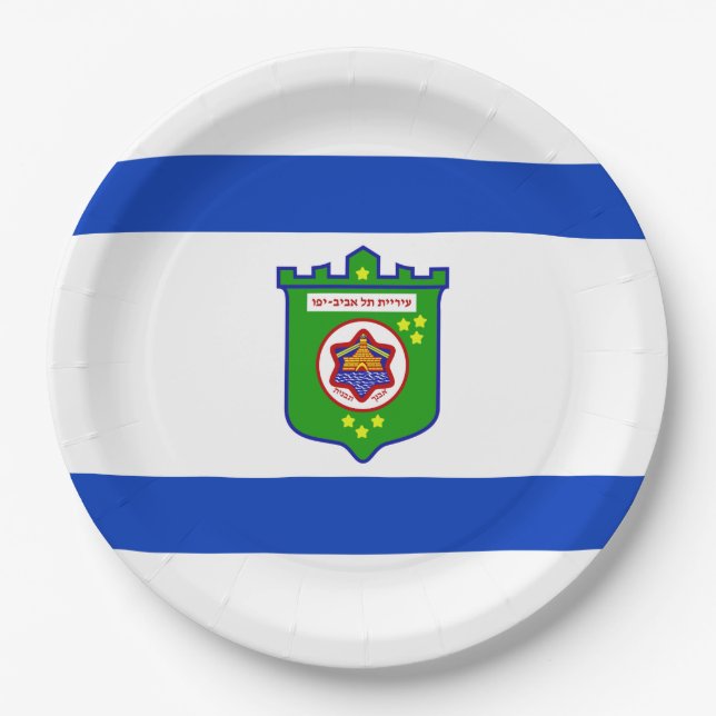Stadtflagge Tel Aviv (Israel) Pappteller (Vorderseite)