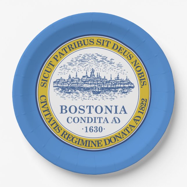 Stadtflagge von Boston (Massachusetts) Pappteller (Vorderseite)