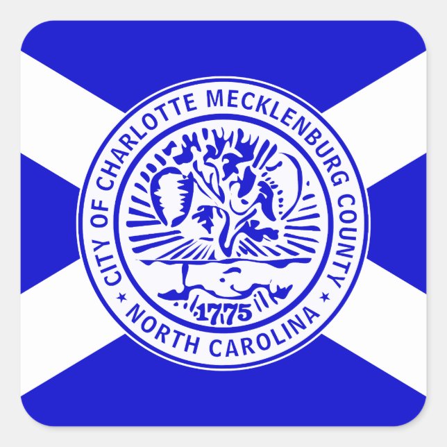 Stadtflagge von Charlotte (North Carolina) Quadratischer Aufkleber (Vorderseite)