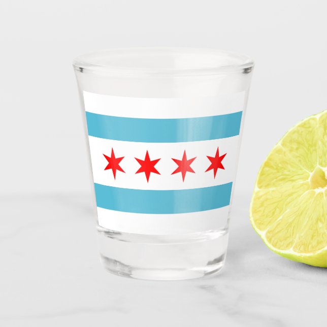 Stadtflagge von Chicago Schnapsglas (Vorderseite)