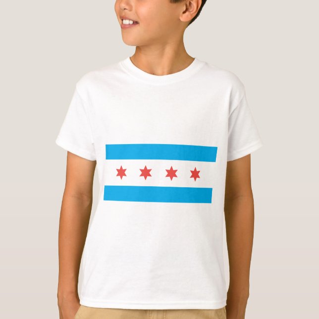Stadtflagge von Chicago T-Shirt (Vorderseite)