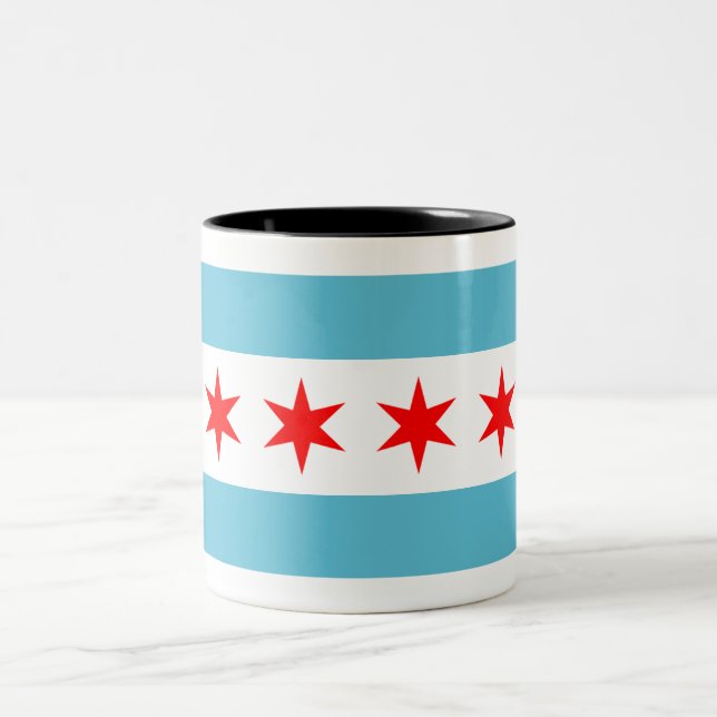 Stadtflagge von Chicago Zweifarbige Tasse (Mittel)
