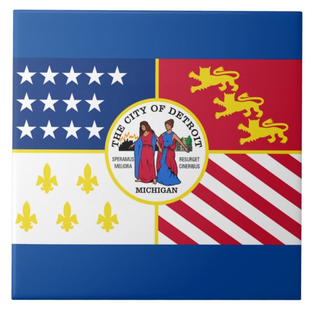 Stadtflagge von Detroit Fliese (Vorderseite)