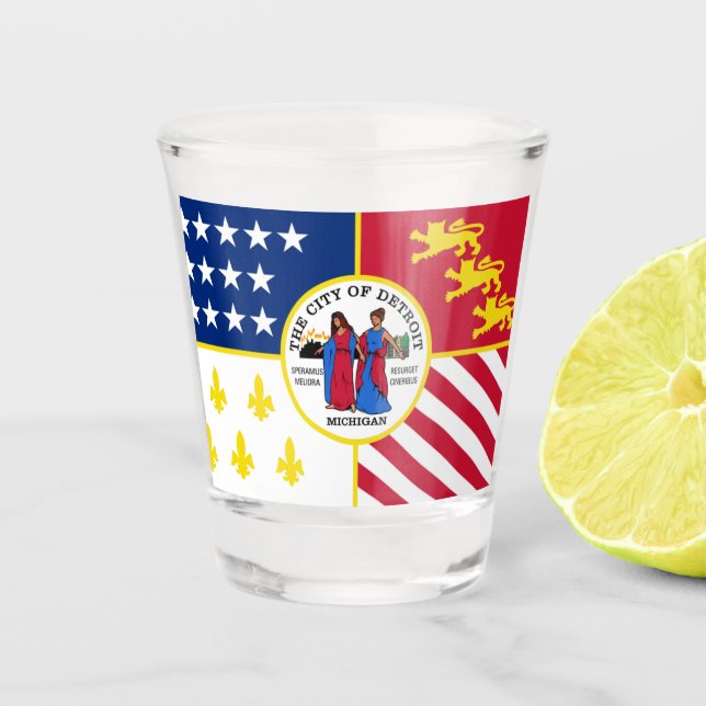 Stadtflagge von Detroit Schnapsglas (Vorderseite)