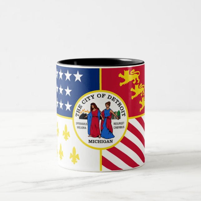 Stadtflagge von Detroit Zweifarbige Tasse (Mittel)