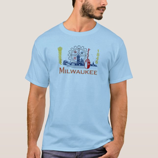 Stadtflagge von Milwaukee T-Shirt (Vorderseite)