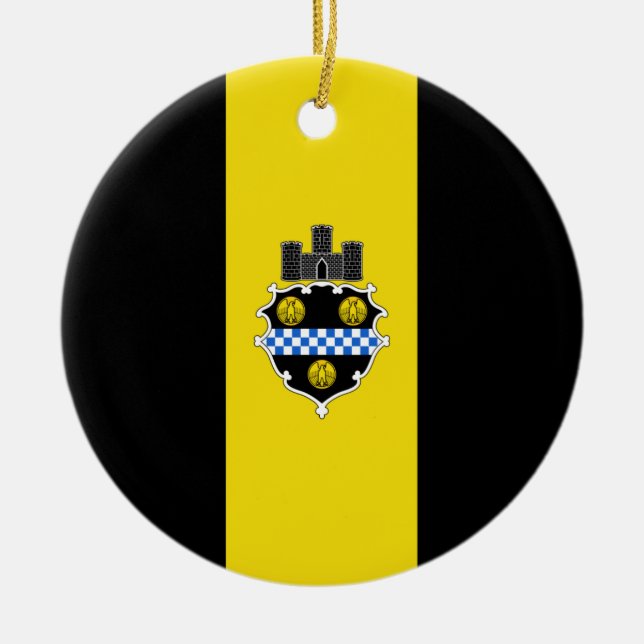 Stadtflagge von Pittsburgh (Pennsylvania) Keramik Ornament (Vorne)