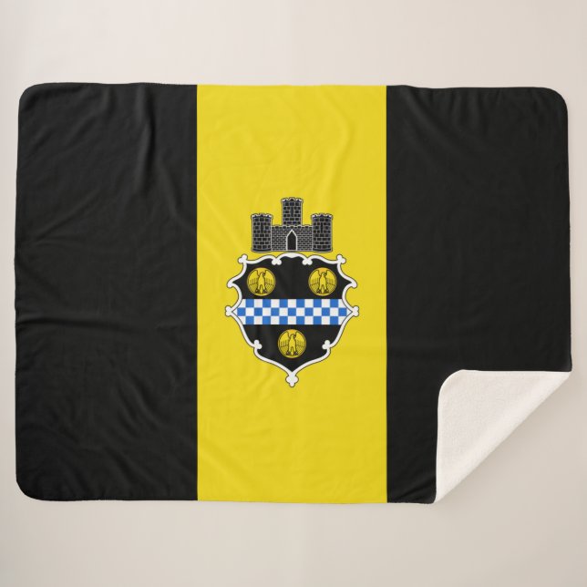 Stadtflagge von Pittsburgh (Pennsylvania) Sherpadecke (Vorderseite (Horizontal))