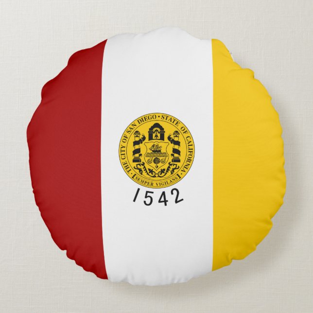 Stadtflagge von San Diego (Kalifornien) Rundes Kissen (Rückseite)